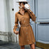 New Shirt Models Lapels Long-sleeved Corduroy Dresses - ROUTINE FASHION